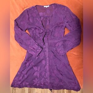 Long Sleeve Plum Lace Midi Dress